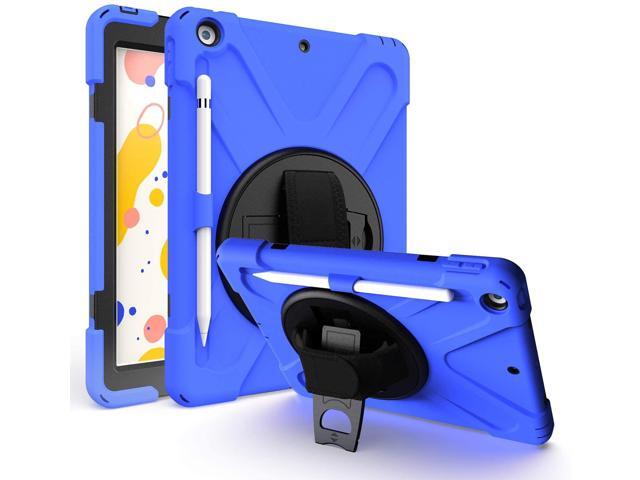 iPad 7th 8th 102 Generation Case Shockproof Heavy Duty Rugged Protection Case Stand Secure Hand Grip Shoulder Strap Sling for Apple iPad
