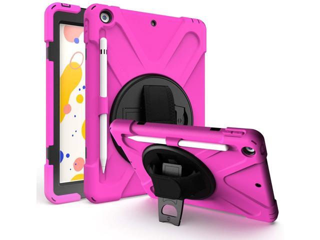 iPad 7th 8th 102 Generation Case Shockproof Heavy Duty Rugged Protection Case Stand Secure Hand Grip Shoulder Strap Sling for Apple iPad