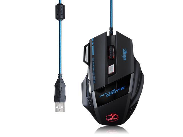 Zelotes Professional Up to 5500 DPI 7 Button 500Hz LED Optical USB Wired Gaming Mouse Mice Support Surface