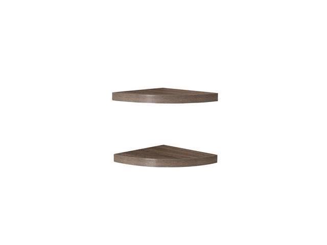 Danya B XF11115-2OK Rustic Weathered Oak Corner Radial Shelves Set 2