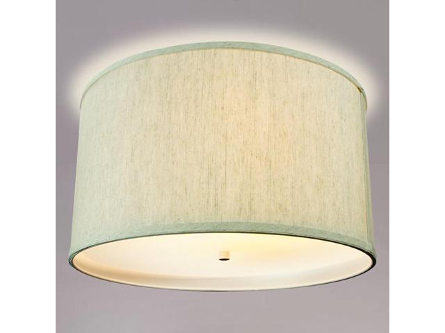 16 Moderne Flush Mount Converter Kit Textured Oatmeal Hardback Drum Lampshade 16x16x8