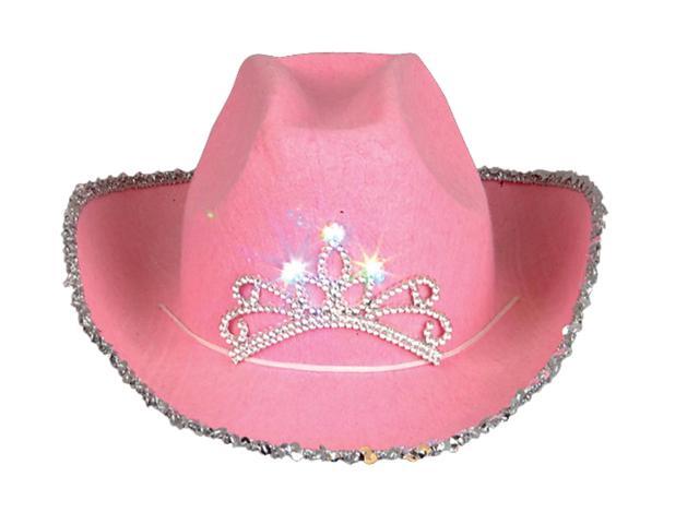 Blinking Pink Tiara Cowboy Hat (child) - Pink - One Size