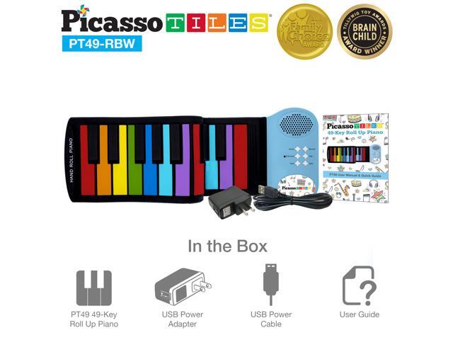PicassoTiles Kid's 49-Key Flexible Roll-Up Educational Electronic Digital Music Piano Keyboard w/ Recording Feature 8 Different tones 6