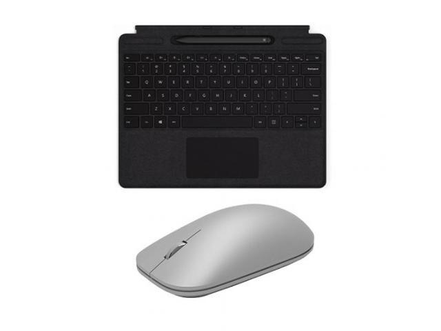 Microsoft Surface Mouse Gray+Surface Pro X Signature Keyboard with Black Slim Pen