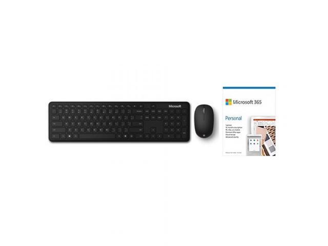 Microsoft Bluetooth Keyboard & Mouse Desktop Bundle + Microsoft 365 Personal 1 Year Subscription For 1 User