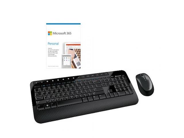 Microsoft Wireless Desktop 2000 Keyboard and Mouse + Microsoft 365 Personal 1 Year Subscription For 1 User