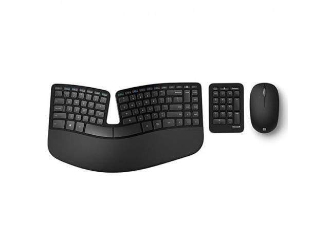 Microsoft Sculpt Ergonomic Keyboard Black + Bluetooth Mouse Matte Black - Wired USB Keyboard - Cushioned Palm Rest - Split Keyset - Wireless Mouse