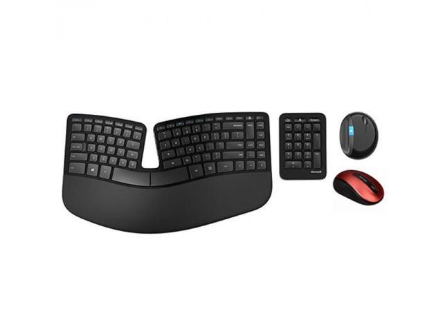 Microsoft Sculpt Ergonomic Desktop Keyboard And Mouse + Wireless Mobile Mouse 4000 - Wireless Keyboard - Separate 10-key Numeric Keypad - 7 Button