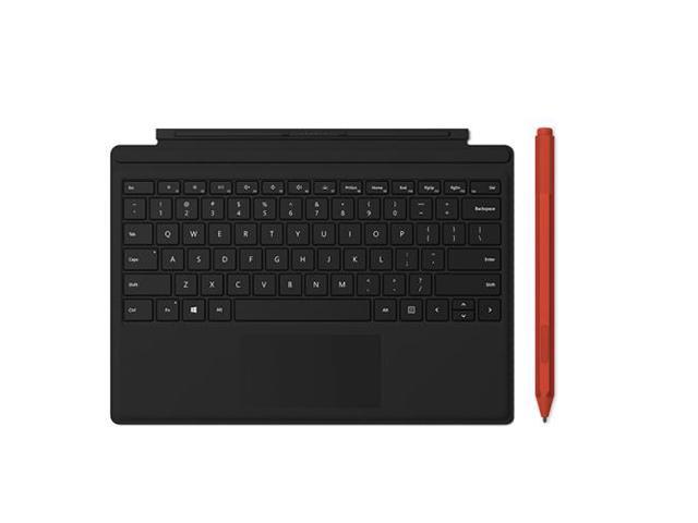 Microsoft Type Cover for Surface Pro Black + Microsoft Surface Pen Poppy Red - Compatible With Select Surface Pros - Large Glass Trackpad - Backlit