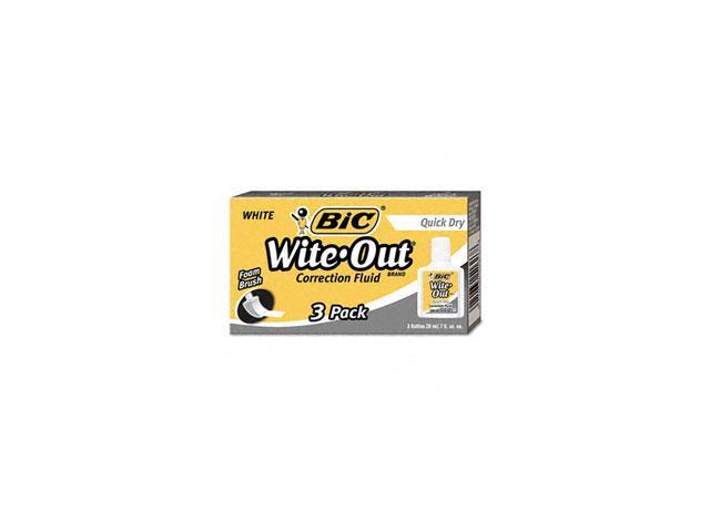 Bic Wite-Out Quick Dry Correction Fluid 20 ml Bottle White 3/Pack WOFQD324,  1 - Baker's