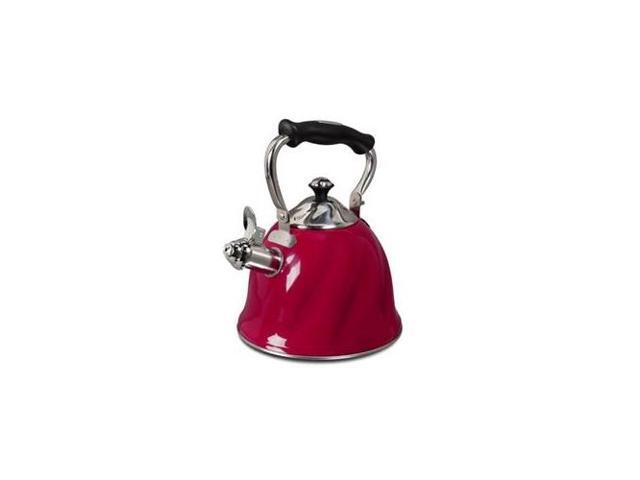 Mr. Coffee 92112.01 Alderton Stainless Steel 2.3-Quart Whistling Tea Kettle with Lid, Red