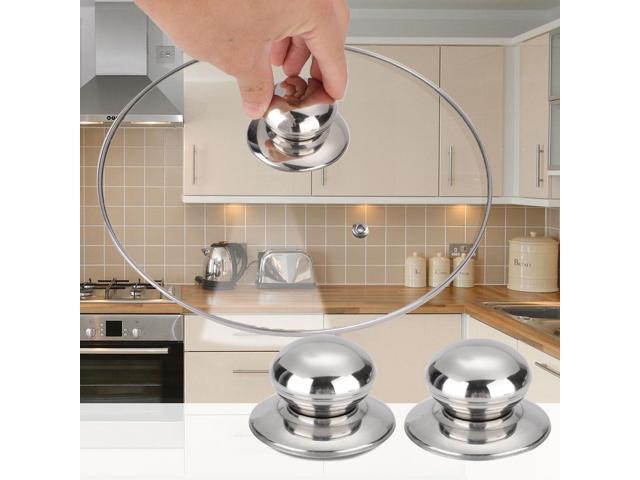 2pcs Stainless Steel Lid Knobs Pan Pots Cover Grip Lids Replacement Heat Resistance Knob Handle for Kitchen Utensils Cover