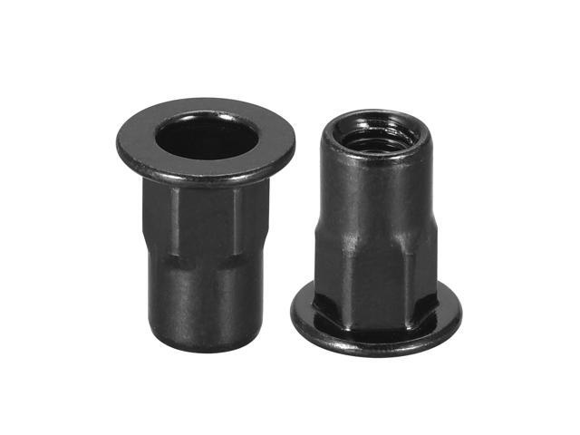 M4 Rivet Nuts Thread Half Hexagonal Carbon Steel Zinc-Plated Flat Head Threaded Insert Nut Black 20Pcs