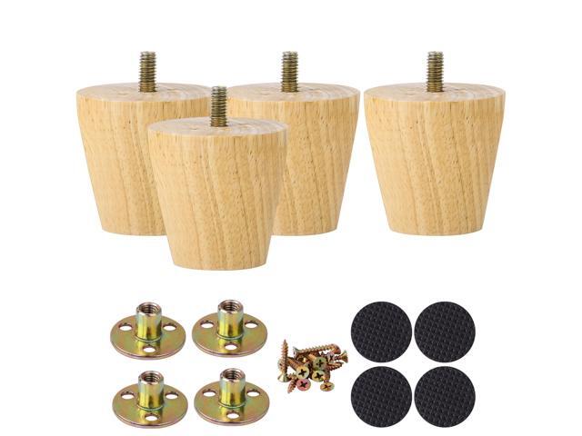 Wood Furniture Legs Sofa Legs Round Solid Wood Couch Legs Mid-Century Modern Replacement Feet for Armchair Recliner Coffee Table Dresser Set of 4