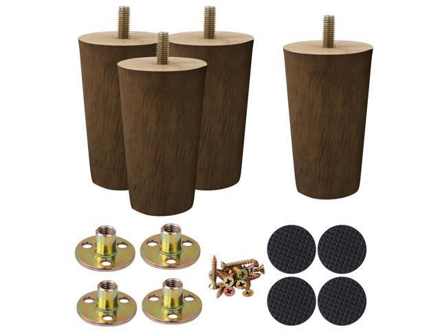 Wood Furniture Legs Sofa Legs Round Solid Wood Couch Legs Mid-Century Modern Replacement Feet for Armchair Recliner Coffee Table Dresser Set of 4