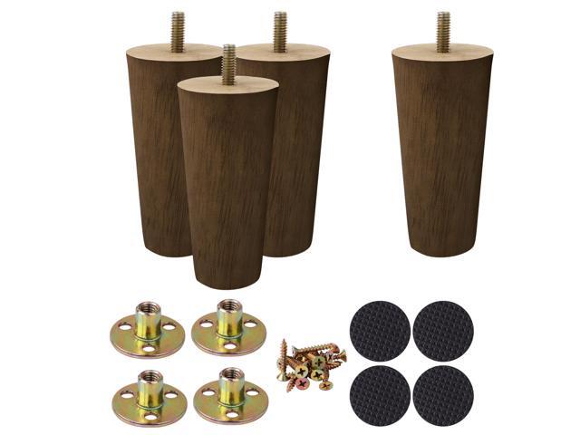 Wood Furniture Legs Sofa Legs Round Solid Wood Couch Legs Mid-Century Modern Replacement Feet for Armchair Recliner Coffee Table Dresser Set of 4