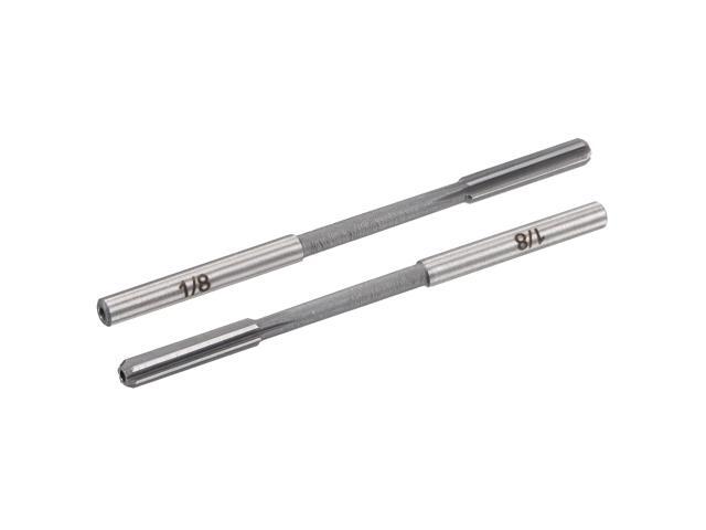 1/8' Chucking Reamer H7 Accuracy High Speed Steel Lathe Machine Reamer 6 Straight Flutes Round Shank Milling Cutter Tool 2pcs