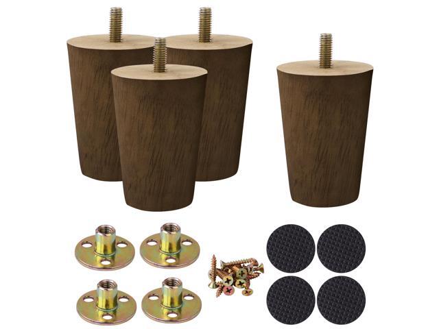 Wood Furniture Legs Sofa Legs Round Solid Wood Couch Legs Mid-Century Modern Replacement Feet for Armchair Recliner Coffee Table Dresser Set of 4