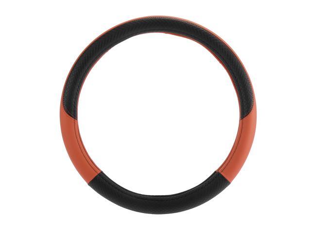15inch Breathable Anti Slip Steering Wheel Cover Universal for Car Sedan SUV Black Orange