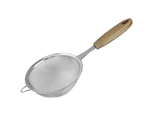 Stainless Steel Fine Mesh Strainer Colander Sieve Sifters with Wooden Long Handle and Hanging Ear Hanging Loops 4'