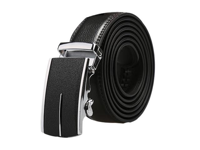 Unique Bargains Men's Ratchet Automatic Buckle Large Leather Dress Belt Width 1 3/8' Black (Size 150cm)