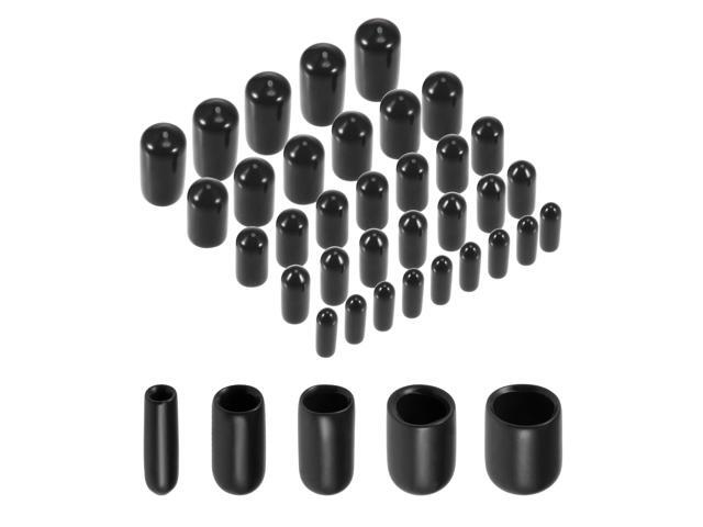 50pcs Round Rubber End Caps 1/8' 3/16' 1/4' 5/16' 3/8' Black Vinyl Cover Screw Thread Protectors Assortment Kit