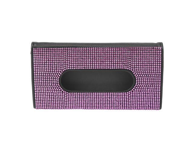 Sun Visor Tissue Box Holder Rhinestone Napkin Holder Case PU Leather for Car SUV Truck RV