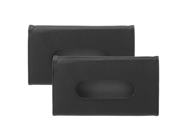 2pcs Sun Visor Tissue Napkin Box Holder Case PU Leather Black for Car SUV Truck RV