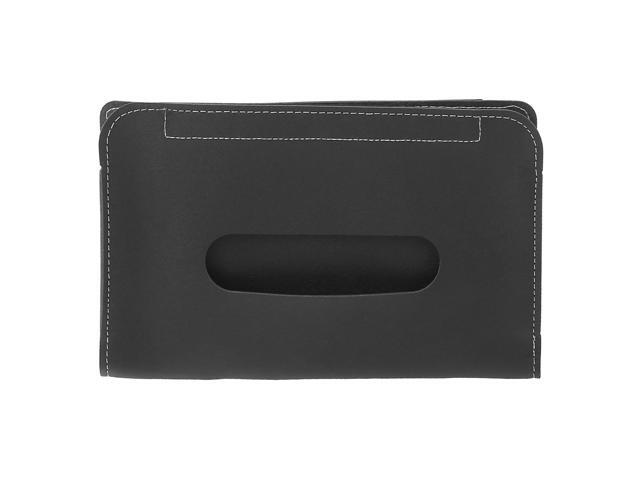 Sun Visor Tissue Napkin Holder Case Box Cover PU Leather Black for Car SUV Truck RV