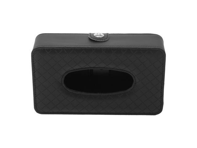 Sun Visor Backseat Tissue Napkin Box Holder Case with Strap PU Leather Black for Car SUV Truck RV