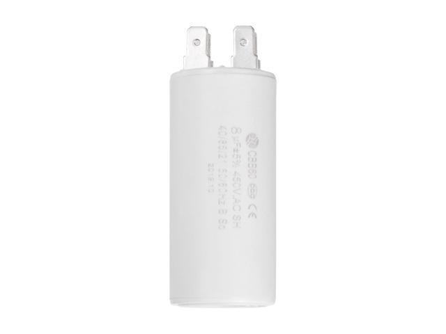CBB60 Run Capacitor 8uF 450V AC Double Insert 50/60Hz Cylinder 69x32mm White for Air Compressor Water Pump Motor
