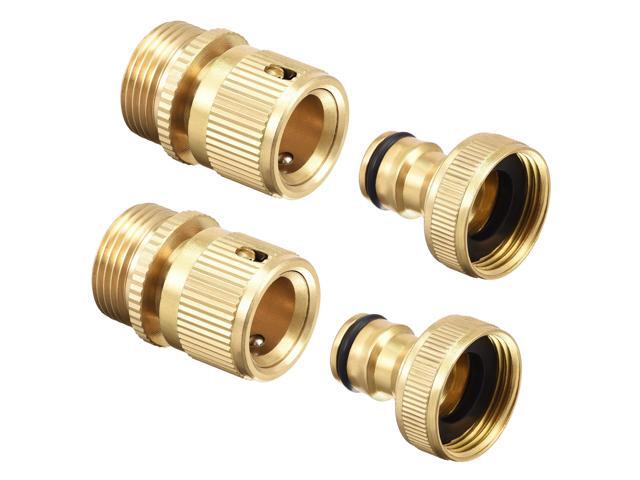 Garden Hose Quick Connect Set Fittings 3/4PT Thread Brass Water Hose Connectors Pressure Washer Adapter 2 Sets