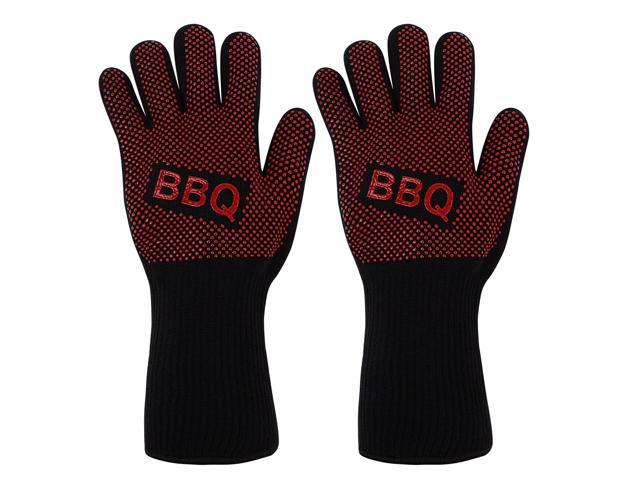 Heat Resistant BBQ Gloves Kitchen Oven Mitts - Flexible Oven Gloves Silicone Non-Slip Insulated Hot Glove for Grilling Cooking Baking Welding