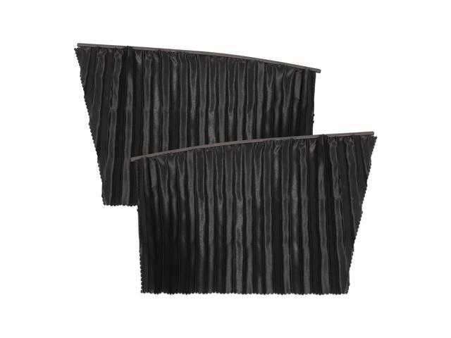 2pcs Universal Front Window Sunshade Curtain Sun Shade Cloth Black for Car Auto Vehicle