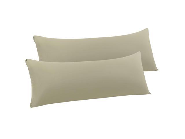 2 Packs Body Pillow Case Luxury 1800 Microfiber Khaki Pillowcases No Zipper Soft Full Body Pillow Covers for Long Pillows Body(20'x48')