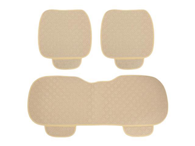 Car Seat Covers Protector Front Seat Pad Mat Rear Bench Cover Breathable Flax Cloth Beige Universal