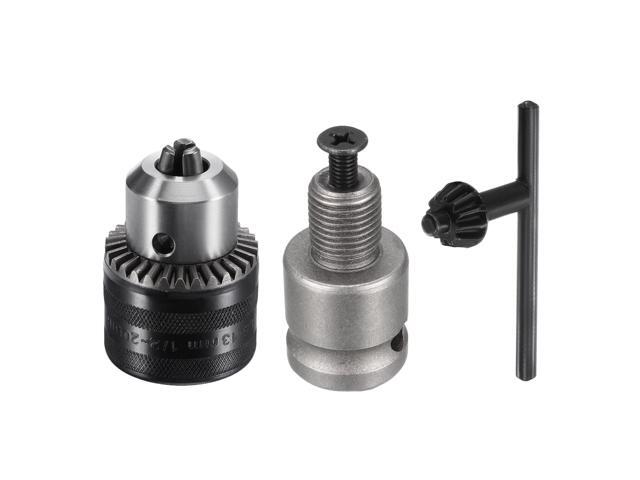 Drill Chuck 15-13mm Capacity 1/2-20UNF Thread with Chuck Key 1/2' Socket Square Converter for Electric Impact Drill