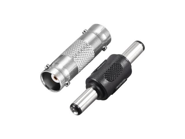 55mm x 21mm DC Power Jack & BNC Adapter Set DC Male-Male Barrel Connector 5pcs BNC Female-Female Adapter 5pcs for CCTV Camera