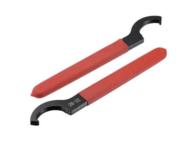 C Hook Spanner Wrench Collet Chuck for 28-32mm Round Nut with Red Non-slip Handle 2pcs
