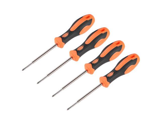 4 Pcs 6mm Phillips PH2 Magnetic Screwdriver 4 Inch Carbon Steel Round Shaft Non Slip Black+Orange Handle