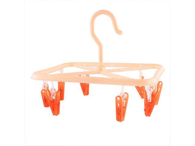 Unique Bargains Plastic Rectangle Frame 8 Pegs Clothes Dryer Rack Clips Socks Hanger