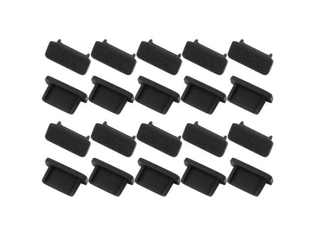 Phone Rubber USB Type C Female Port Anti Dust Cover Cap Plug Black 20pcs