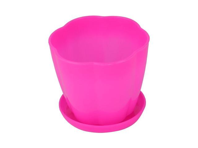 Living Room Plastic Floral Shaped Cactus Flower Plant Container Pot Fuchsia
