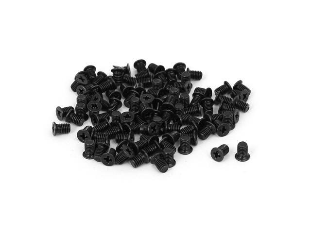 Computer PC Case HDD Flat Phillips Head Hard Drive Screw Black M3x48mm 100pcs