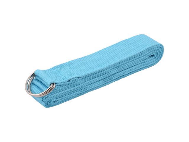 Cotton Blends D Shape Loop Stretching Exercise Yoga Strap Belt Blue 32M Length