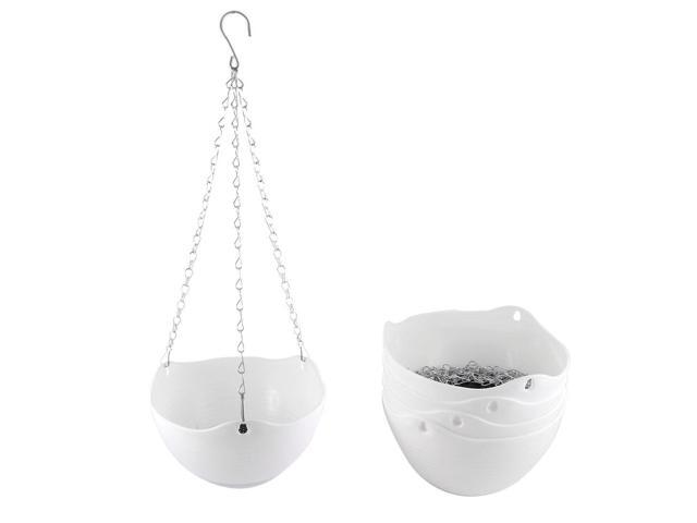 5pcs White Plastic Hanging Flower Pot Plant Planter Basket Home Garden Decor