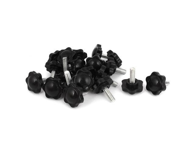 20 Pieces Star Design 6mm M6 Thread Screw On Clamping Knob Black