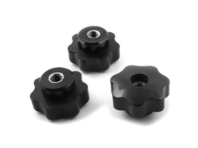M7 Female Thread Through Hole Star Head Screw Clamping Knob Grip Black 3pcs