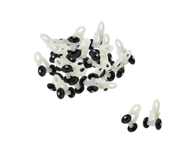 Unique Bargains 20 Pcs Black White 13mm Dia Plastic Installation Curtain Track Roller Wheels