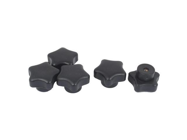 M4 Female Thread 33mm Plastic Star Head Screw On Type Clamping Knob 5pcs